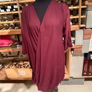 Topshop Asymmetrical Burgundy Dress
